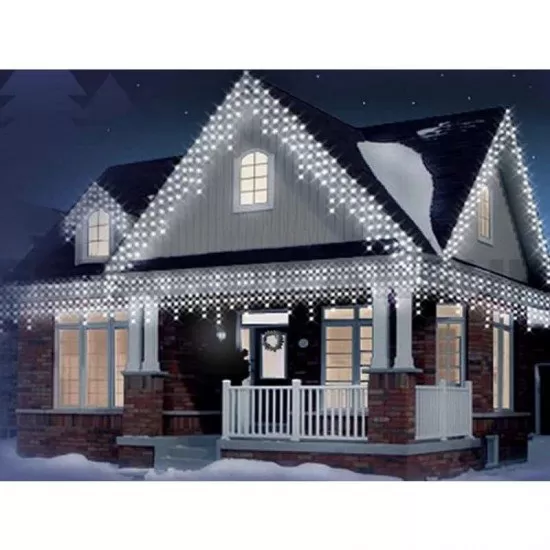Instalatie luminoasa de Craciun 300 leduri, 13 m, 8 functii, exterior/interior, tip perdea de turturi alb rece Instalatie luminoasa de Craciun 300 leduri, 13 m, 8 functii, exterior/interior, tip perdea de turturi alb rece
