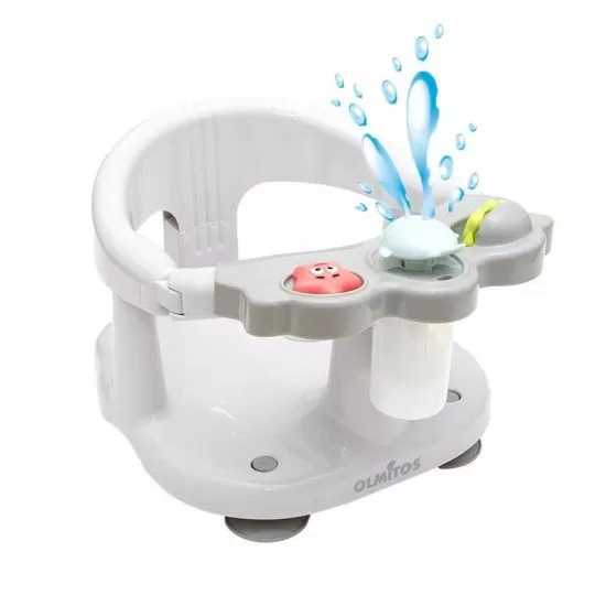 Scaun baie bebe cu stropitoare si jucarii gri, tavita frontala detasabila Olmitos Scaun baie bebe cu stropitoare si jucarii gri, tavita frontala detasabila Olmitos