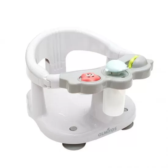 Scaun baie bebe cu stropitoare si jucarii gri, tavita frontala detasabila Olmitos Scaun baie bebe cu stropitoare si jucarii gri, tavita frontala detasabila Olmitos
