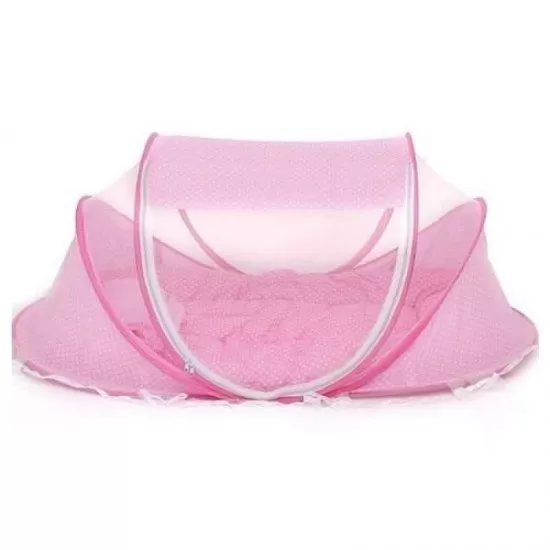Patut voiaj pliabil bebe cu protectie impotriva tantarilor Happy Baby Pink