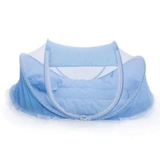 Patut voiaj pliabil bebe cu protectie impotriva tantarilor Happy Baby Blue Patut voiaj pliabil bebe cu protectie impotriva tantarilor Happy Baby Blue