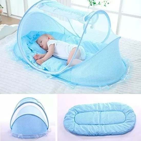Patut voiaj pliabil bebe cu protectie impotriva tantarilor Happy Baby Blue Patut voiaj pliabil bebe cu protectie impotriva tantarilor Happy Baby Blue
