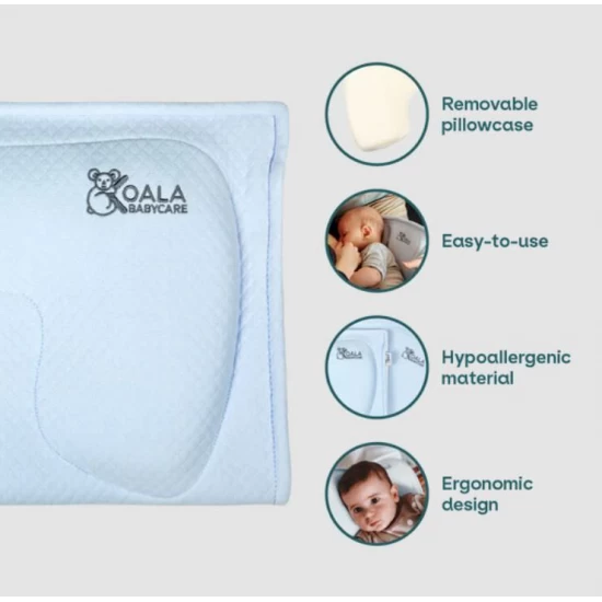 Perna alaptare anti plagiocefalie, cu spuma memory, 2 huse detasabile, certificata in Germania, Koala Perfect Head Breastfeeding Blue Perna alaptare anti plagiocefalie, cu spuma memory, 2 huse detasabile, certificata in Germania, Koala Perfect Head Breastfeeding Blue