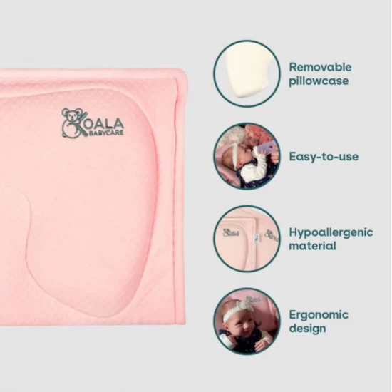 Perna alaptare anti plagiocefalie, cu spuma memory, 2 huse detasabile, certificata in Germania, Koala Perfect Head Breastfeeding Pink Perna alaptare anti plagiocefalie, cu spuma memory, 2 huse detasabile, certificata in Germania, Koala Perfect Head Breastfeeding Pink