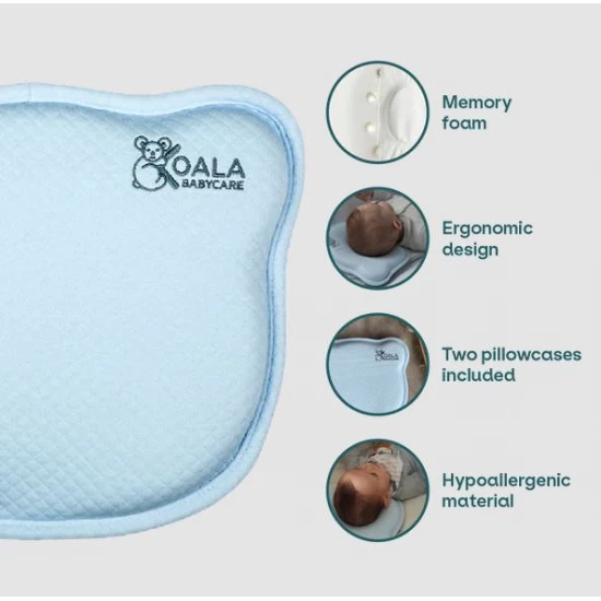 Perna bebelusi anti plagiocefalie 0-12 luni, forma ergonomica cu spuma memory, 2 huse detasabile, certificata in Germania, Koala Perfect Head Blue Perna bebelusi anti plagiocefalie 0-12 luni, forma ergonomica cu spuma memory, 2 huse detasabile, certificata in Germania, Koala Perfect Head Blue