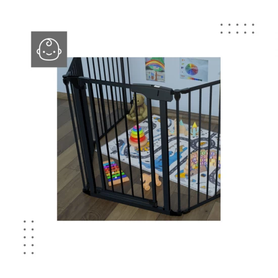 Poarta de siguranta transformabila in tarc modular cu 5 panouri, model configurabil, Guradian 6 Black Poarta de siguranta transformabila in tarc modular cu 5 panouri, model configurabil, Guradian 6 Black