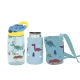 Set 3 in 1 recipient din tritan cu pai 500 ml, termos otel inoxidabil 350 ml, cu capac, maner, husa neopren si bretea transport Olmitos Dino