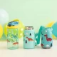 Set 3 in 1 recipient din tritan cu pai 500 ml, termos otel inoxidabil 350 ml, cu capac, maner, husa neopren si bretea transport Olmitos Dino