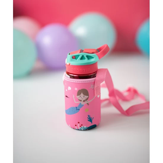Set 3 in 1 recipient din tritan cu pai 500 ml, termos otel inoxidabil 350 ml, cu capac, maner, husa neopren si bretea transport Olmitos Mermaid Set 3 in 1 recipient din tritan cu pai 500 ml, termos otel inoxidabil 350 ml, cu capac, maner, husa neopren si bretea transport Olmitos Mermaid