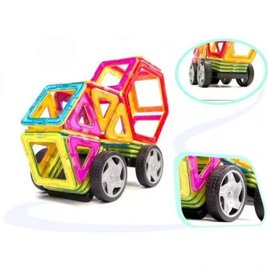 Set constructie magnetic 40 bucati Magical Magnet, include roti Set constructie magnetic 40 bucati Magical Magnet, include roti