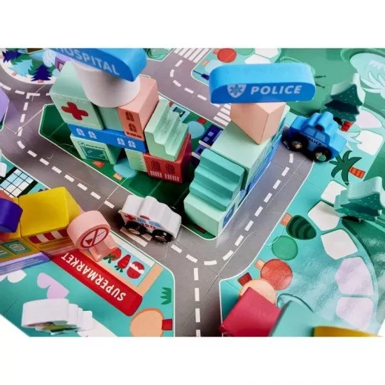 Set constructie din lemn My Town 128 piese Set constructie din lemn My Town 128 piese