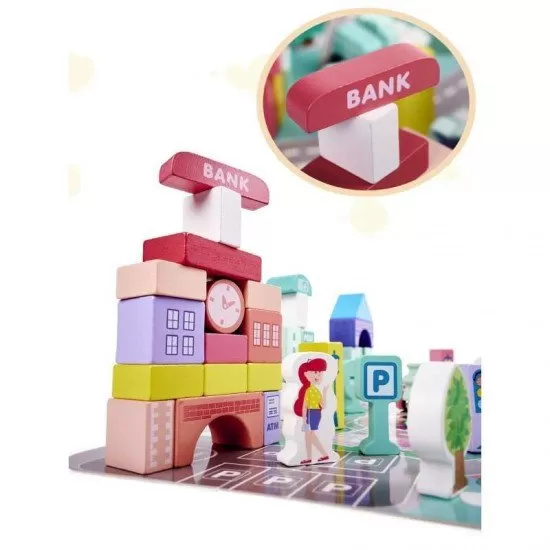 Set constructie din lemn My Town 128 piese Set constructie din lemn My Town 128 piese