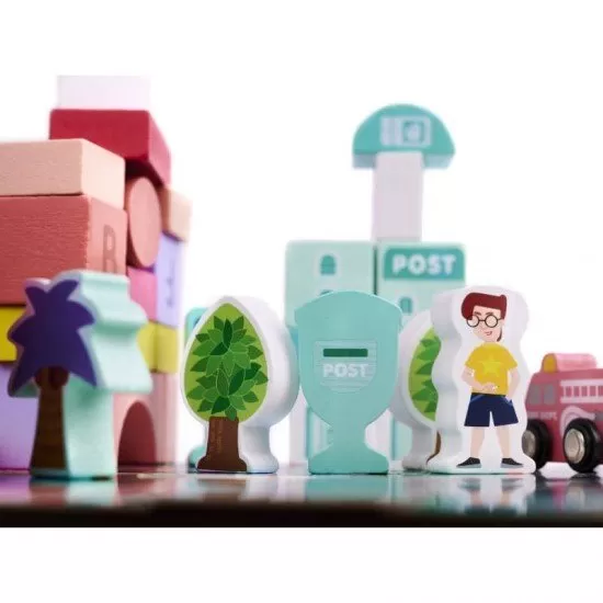 Set constructie din lemn My Town 128 piese Set constructie din lemn My Town 128 piese