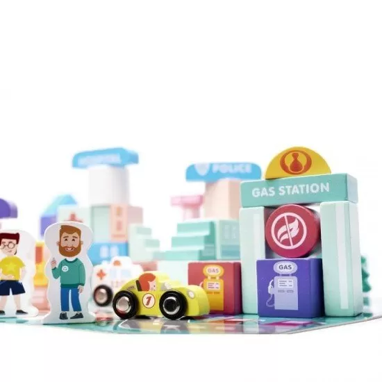 Set constructie din lemn My Town 128 piese Set constructie din lemn My Town 128 piese
