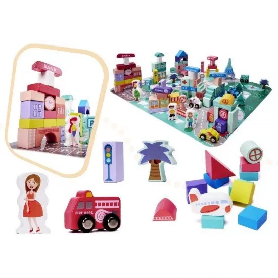 Set constructie din lemn My Town 135 piese Set constructie din lemn My Town 135 piese