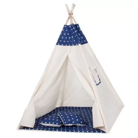 Cort copii stil indian Teepee Dark Blue Stars XXL Springos Cort copii stil indian Teepee Dark Blue Stars XXL Springos