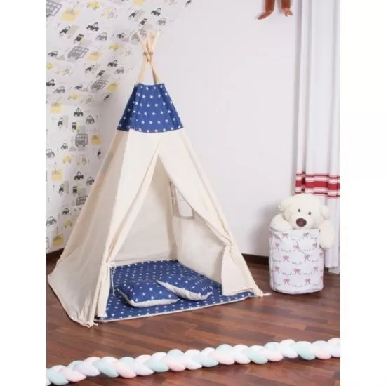 Cort copii stil indian Teepee Dark Blue Stars XXL Springos Cort copii stil indian Teepee Dark Blue Stars XXL Springos