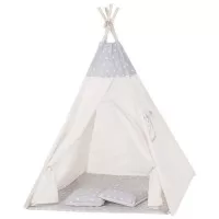Cort copii stil indian Teepee Grey Stars XXL Springos