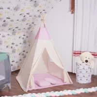 Cort copii stil indian Teepee Pink Stars XXL Springos