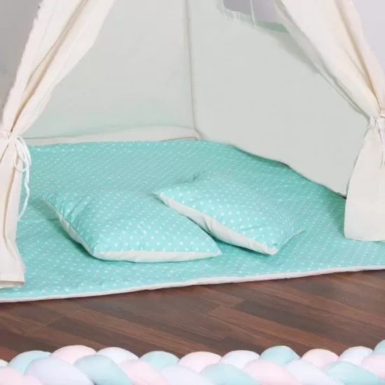 Cort copii stil indian Teepee Turqoise Dots XXL Springos Cort copii stil indian Teepee Turqoise Dots XXL Springos