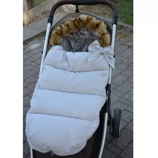 Sac iarna carucior cu blanita detasabila Mevis Delux Light Grey Springos