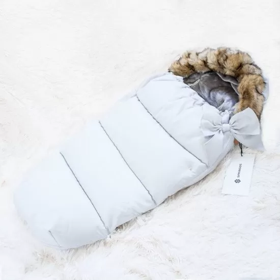 Sac iarna carucior cu blanita detasabila Mevis Delux Light Grey Springos