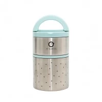 Termos mancare solida cu doua recipiente independente 250+570ml turcoaz Olmitos