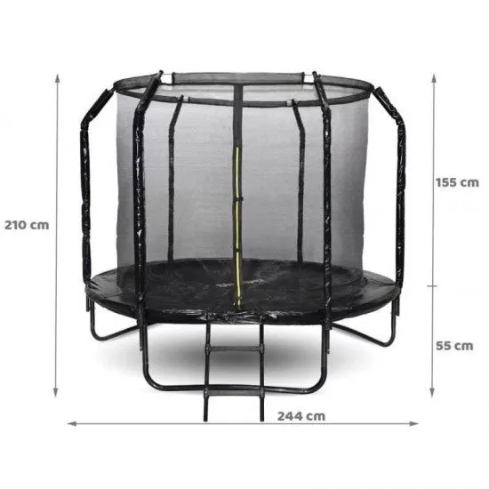 Trambulina copii 244 cm Skyflyer Premium Pro cu scara si plasa de protectie Trambulina copii 244 cm Skyflyer Premium Pro cu scara si plasa de protectie