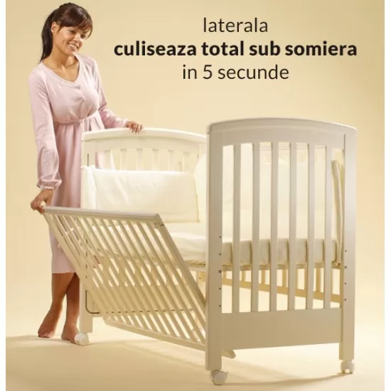 Treppy patut co-sleeping 120x60 cu laterala culisanta si roti Dreamy Plus Natur Treppy patut co-sleeping 120x60 cu laterala culisanta si roti Dreamy Plus Natur