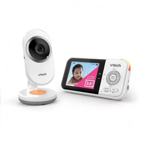 Videointerfon digital bidirectional Vtech 2.8 inch VM3254 cu lumina de veghe, melodii, infrarosu si termometru incorporat Videointerfon digital bidirectional Vtech 2.8 inch VM3254 cu lumina de veghe, melodii, infrarosu si termometru incorporat