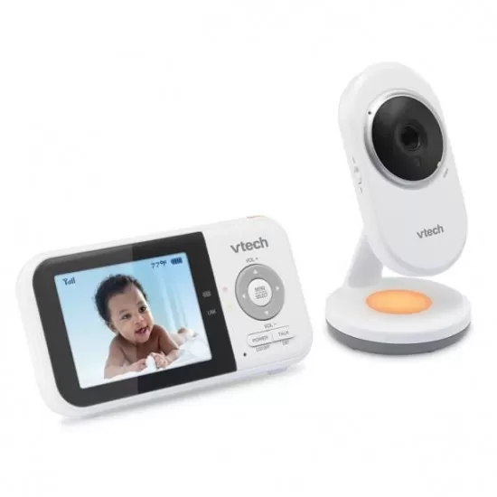 Videointerfon digital bidirectional Vtech 2.8 inch VM3254 cu lumina de veghe, melodii, infrarosu si termometru incorporat Videointerfon digital bidirectional Vtech 2.8 inch VM3254 cu lumina de veghe, melodii, infrarosu si termometru incorporat