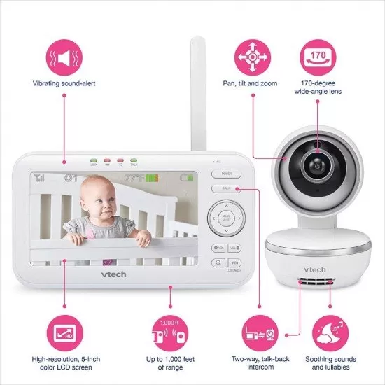 Videointerfon digital bidirectional Vtech 5 inch VM5261 cu melodii si unghi reglabil Videointerfon digital bidirectional Vtech 5 inch VM5261 cu melodii si unghi reglabil
