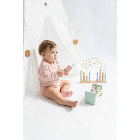 Abac din lemn sub forma de curcubeu Saro Baby Abac din lemn sub forma de curcubeu Saro Baby