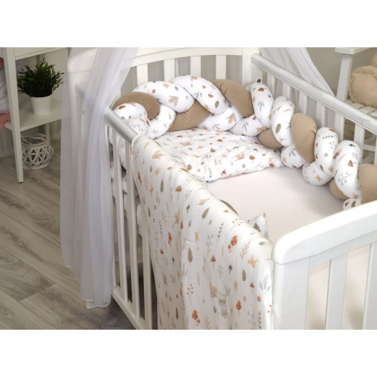 Aparatoare laterala pat Bumper impletit, inchidere velcro, Bumbac Comori din natura, Bej 180X21 cm