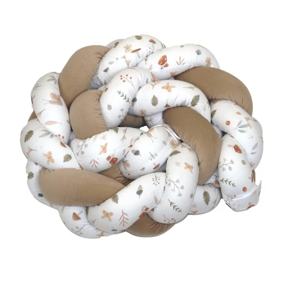 Aparatoare laterala pat Bumper impletit, inchidere velcro, Bumbac Comori din natura, Bej 180X21 cm