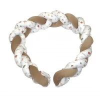 Aparatoare laterala pat Bumper impletit, inchidere velcro, Bumbac Comori din natura, Bej 180X21 cm