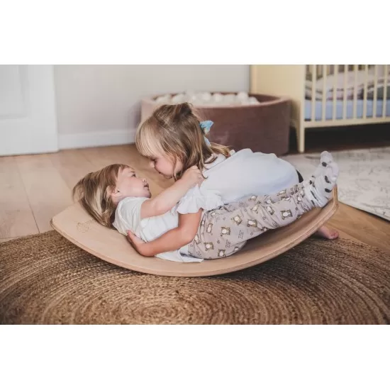 Balance board - Placa de echilibru din lemn natur pentru copii, MeowBaby  