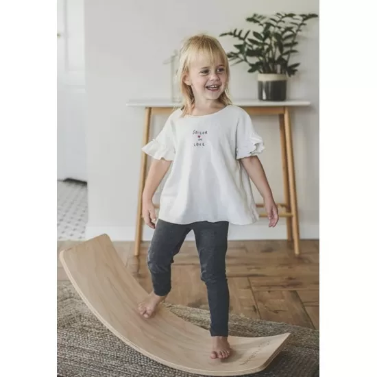 Balance board - Placa de echilibru din lemn natur pentru copii, MeowBaby  