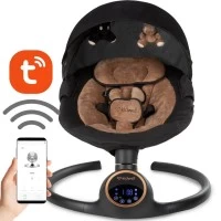 Balansoar leagan electric 2 in 1 pentru bebelusi, Bluetooth, Kidwell Reve, Negru Auriu