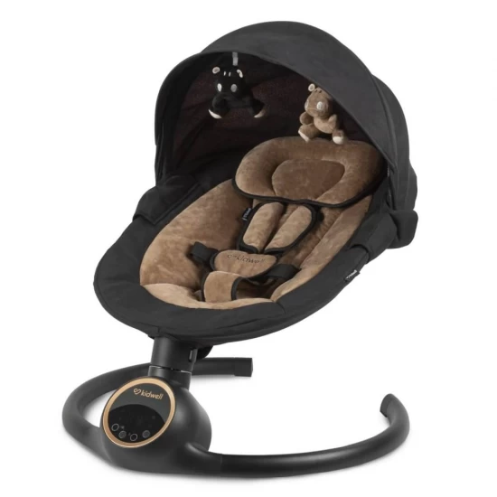 Balansoar leagan electric 2 in 1 pentru bebelusi, Bluetooth, Kidwell Reve, Negru Auriu