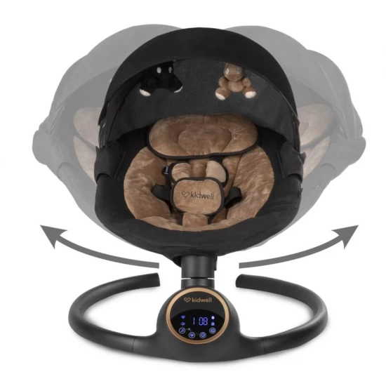 Balansoar leagan electric 2 in 1 pentru bebelusi, Bluetooth, Kidwell Reve, Negru Auriu