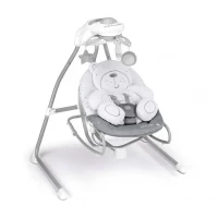 Balansoar si scaun 2 in 1 CAM cu melodii si sunete, 4 viteze pentru leganare bebe, proiector de lumina, Orso Grigio