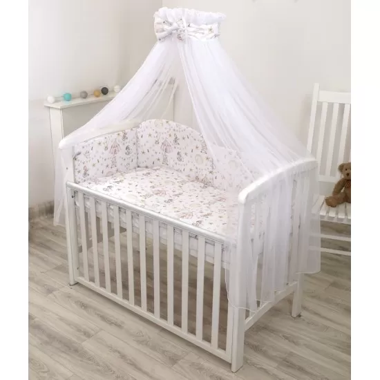 Baldachin din tul, funda din bumbac, imprimeu lenjerie Circ Roz, Amy 300x160 cm, suport de prindere inclus