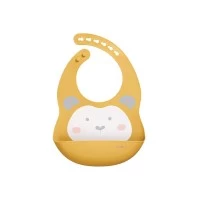 Baveta din silicon cu buzunar, ajustabila, Sweet Fun, mustard