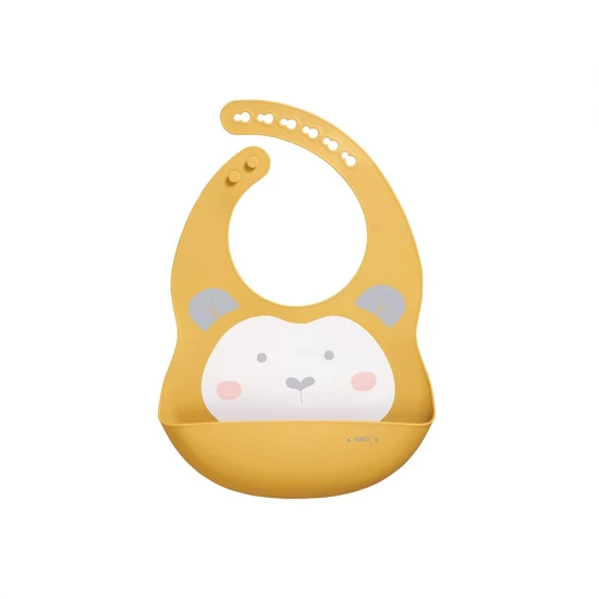 Baveta din silicon cu buzunar, ajustabila, Sweet Fun, mustard