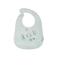 Baveta din silicon cu buzunar, ajustabila, Yum! Bib Green Crocodile