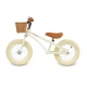 Bicicleta de echilibru fara pedale pentru copii, reglabila, roti de 12 inch, sonerie si cos, 3 ani+, Retro Classy Cream, Kidwell
