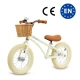 Bicicleta de echilibru fara pedale pentru copii, reglabila, roti de 12 inch, sonerie si cos, 3 ani+, Retro Classy Cream, Kidwell