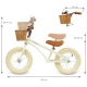 Bicicleta de echilibru fara pedale pentru copii, reglabila, roti de 12 inch, sonerie si cos, 3 ani+, Retro Classy Cream, Kidwell