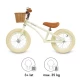 Bicicleta de echilibru fara pedale pentru copii, reglabila, roti de 12 inch, sonerie si cos, 3 ani+, Retro Classy Cream, Kidwell